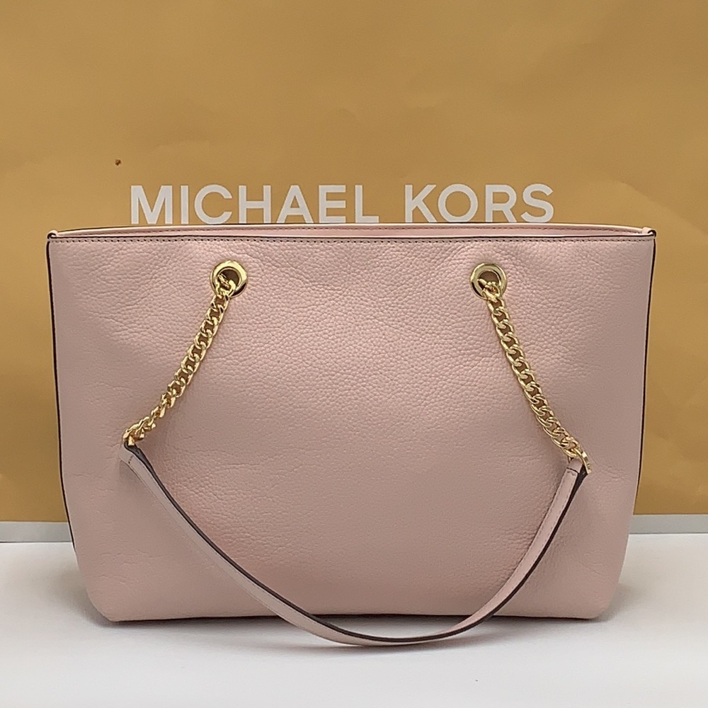 Michael Kors Jet Set Item Medium Front Pocket Shoulder Chain Tote POWDER BLUSH - Picture 11 of 13